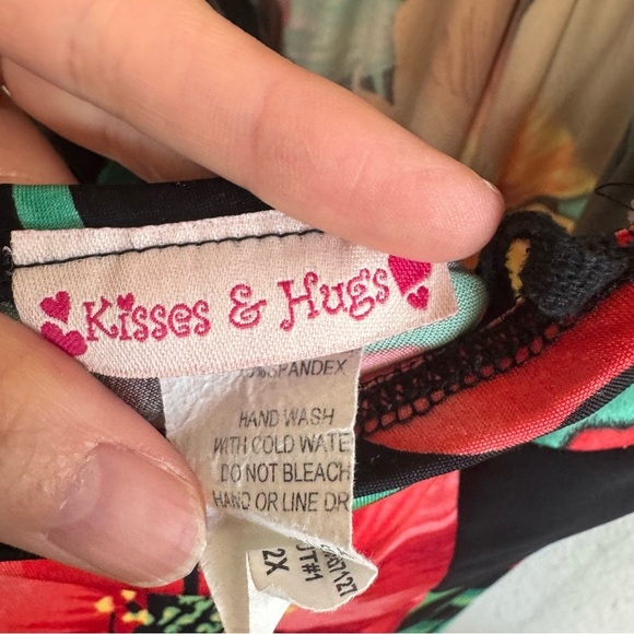 Kisses & Hugs Womens 2X Tropical Stretch Jersey Knit Floral Hawaiian Maxi Dress - Picture 4 of 9